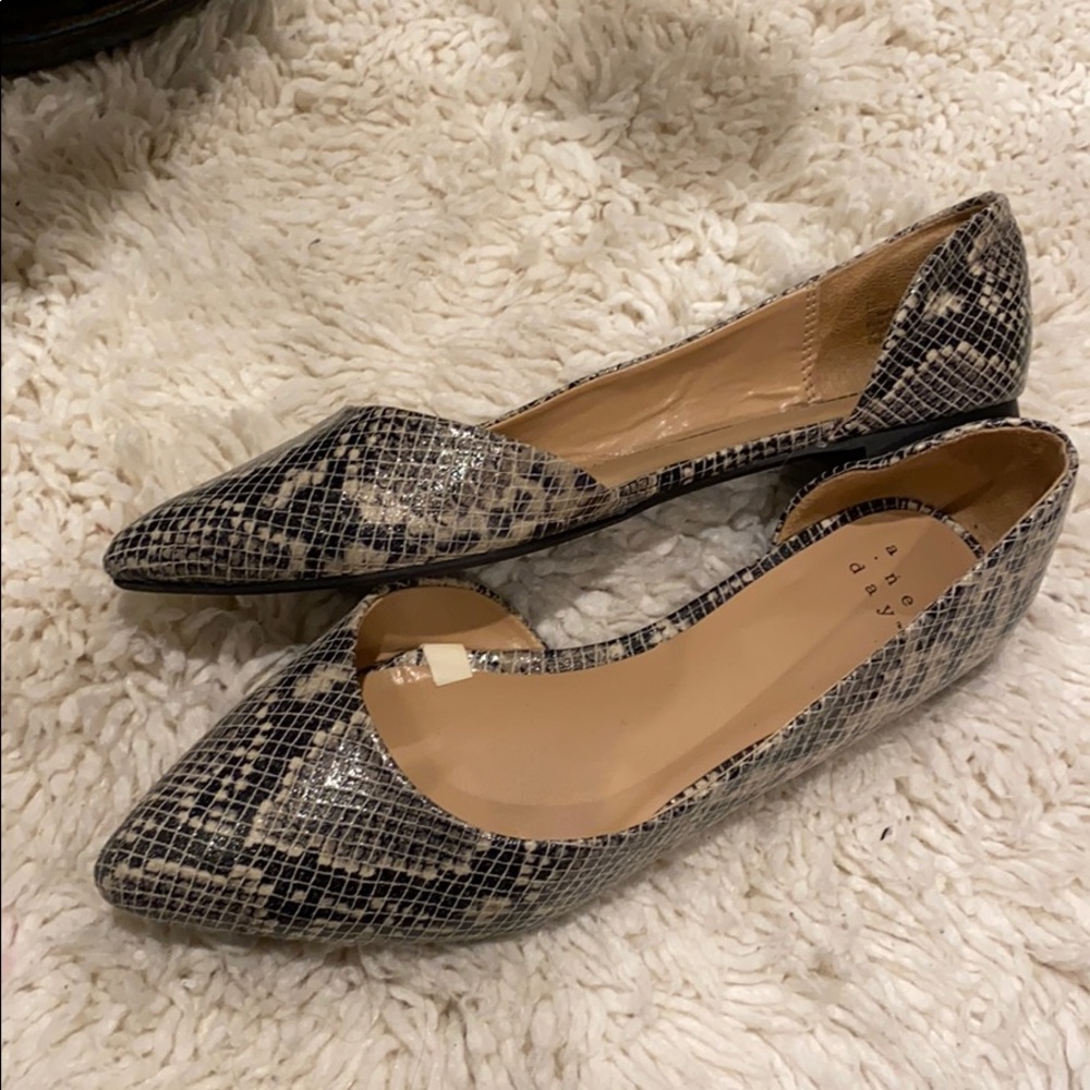 A New Day Snakeskin Pointed Toe Flats